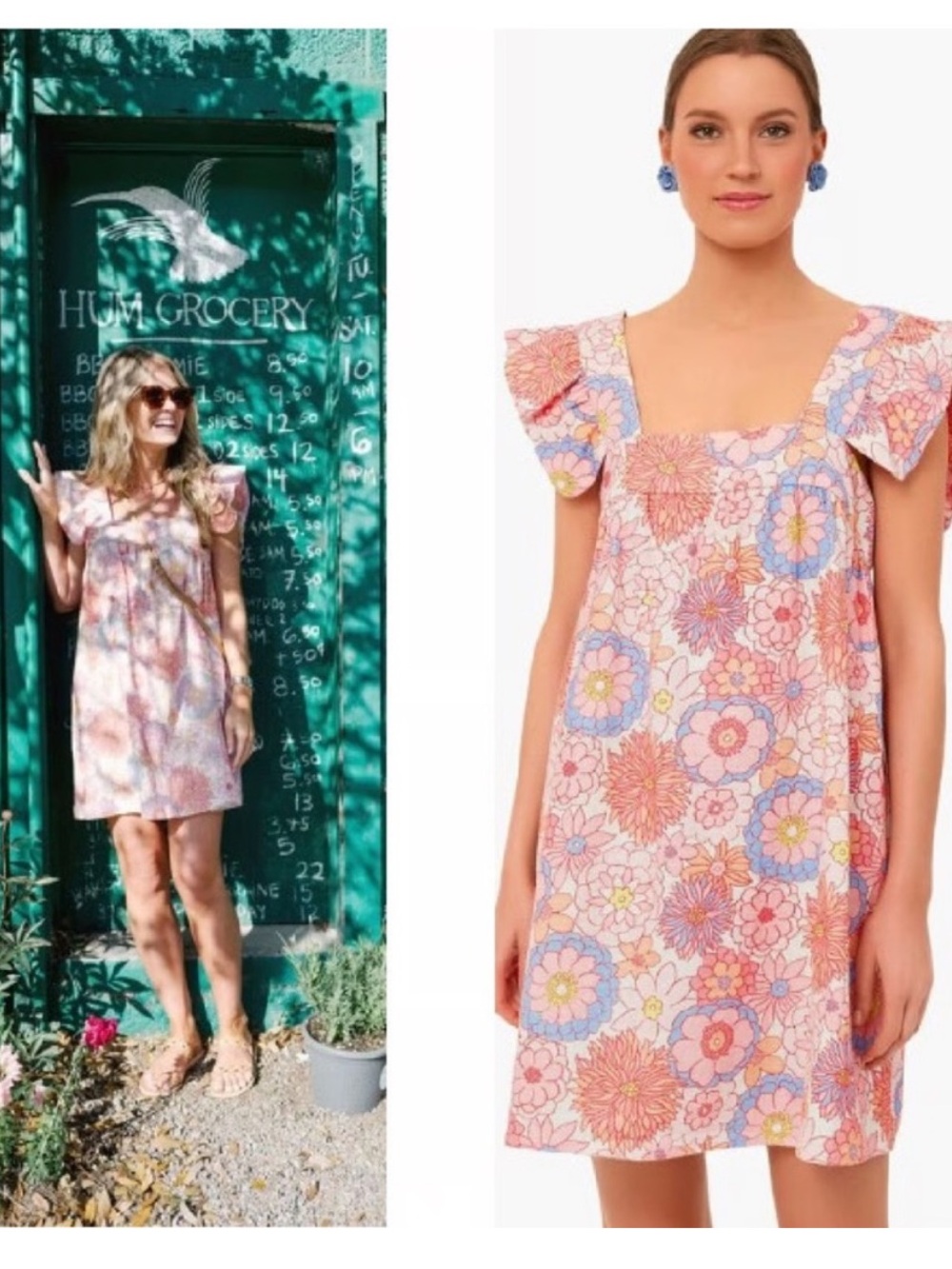 Tuckernuck x Cameran Eubanks Wimberly Folly Floral Hazel Flutter Sleeve Dress LG